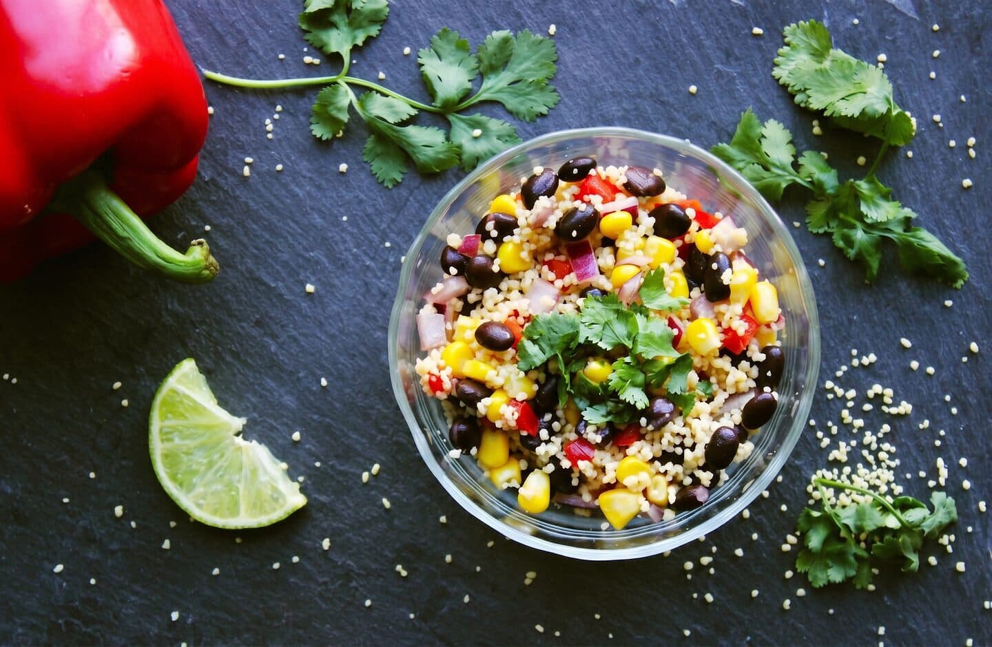 Insalata di cous cous e fagioli neri